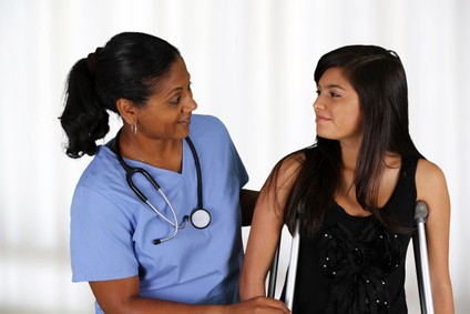 Nurse with a patient in the hospital