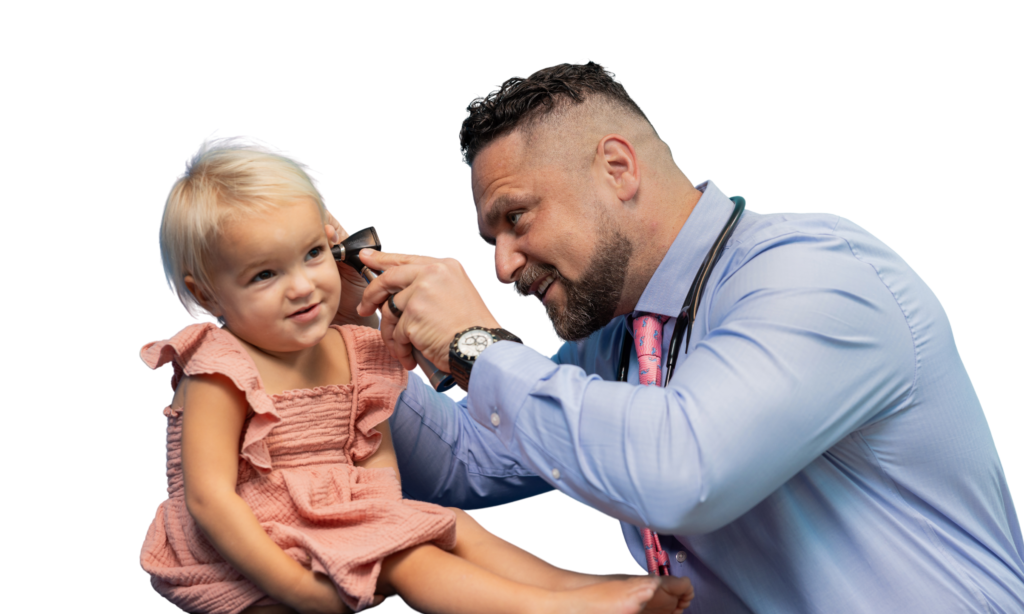 male provider examining patient ear
